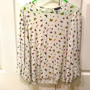 Butterfly and dragonfly three-quarter sleeve shirt